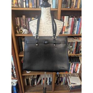 Vintage Jack Georges Men's Professional Black Leather Briefcase Shoulder Strap